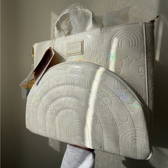 New Loungefly Rainbow Brite White Embossed Women's Convertible Tote Backpack - Picture 11 of 12